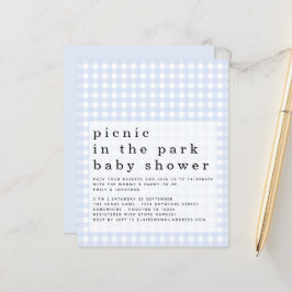 Budget Piknik Park Baby Shower Blå Rutig inbjudan