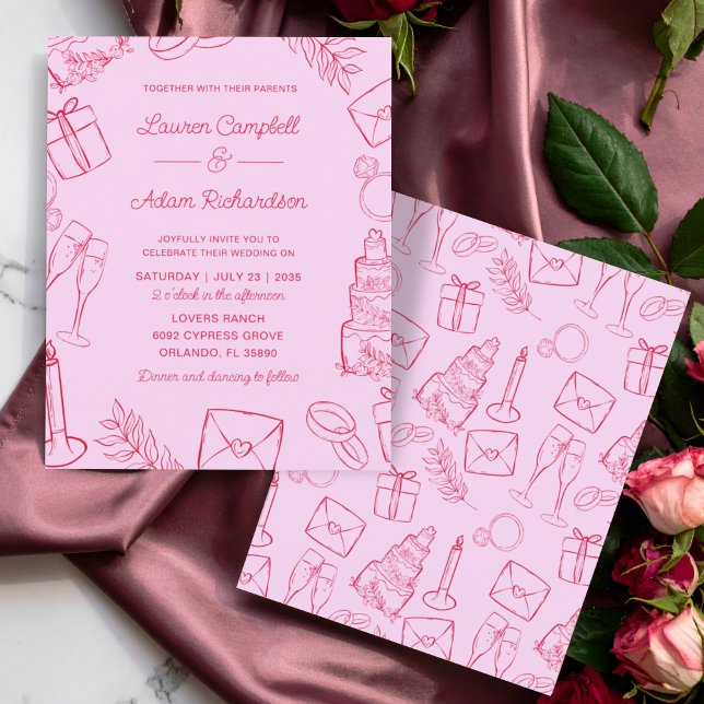 Budget Pink & Red Hand-Drawn Wedding (Skapare uppladdad)