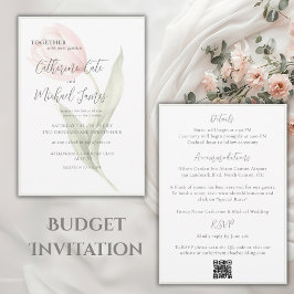 Budget Pink Tulip Floral Sage Elegant Wedding Inbjudningar
