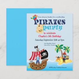 Budget Pirater Barns födelsedag-partiinbjudan
