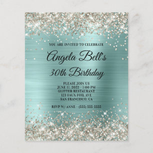 Budget Platinum Glitter Blekgul Invitation