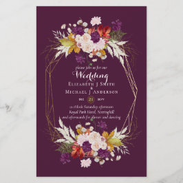 BUDGET Plommon och korallfärgade bröllopsinbjudnin