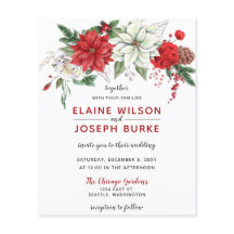 Budget Poinsettia Gräs cone bröllopsinbjudan
