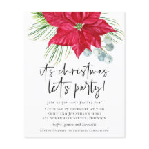 Budget Poinsettia-julen Les Party Inbjudan