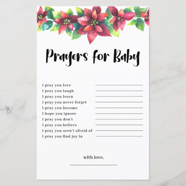 Budget Poinsettia Prayers for Baby Shower Card (Framsida)
