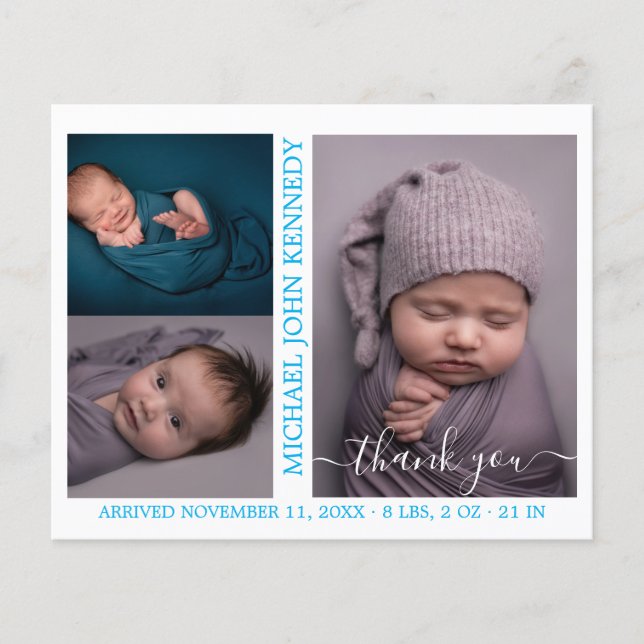 Budget Pojke Photo Collage Birth Notice (Framsida)