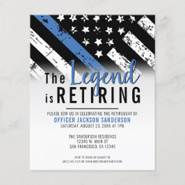 Budget Polis Pension Tun Blå Linje Inbjudan Flygblad