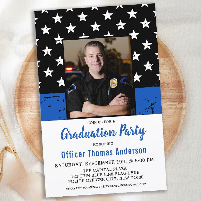 Budget Polis Tunn blå linje Foto Examen Invi (Skapare uppladdad)