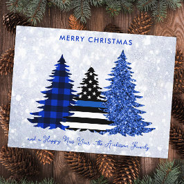 Budget Polisen Jul Plaid Glitter Blå Holiday