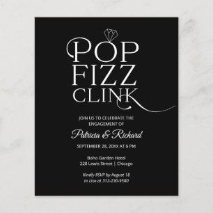 Budget Pop Fizz Clink Förlovningsfest Inbjudan