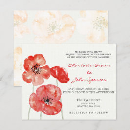 Budget Poppies Modern blommigt bröllopsinbjudninga