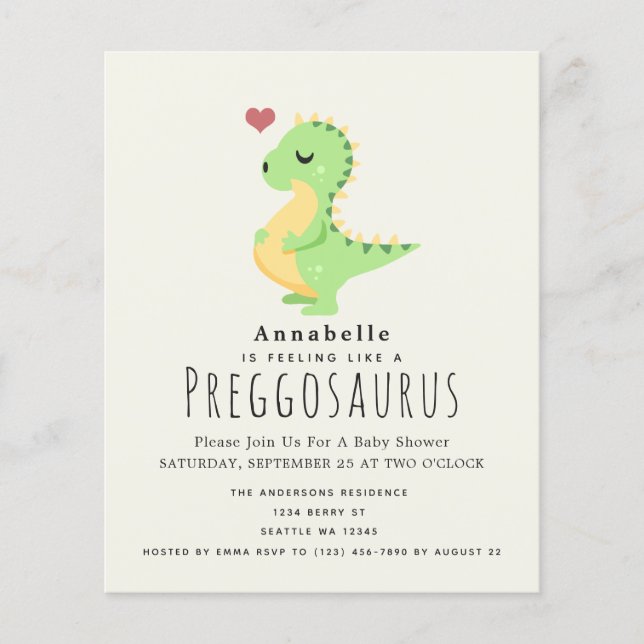 Budget Preggosaurus Cute Dinosaur Babydusch (Framsida)