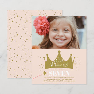 Budget Princess Rosa Modern Birthday-inbjudan