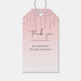 Budget Prydlig Bröllop Glitter Dropp Rosa Presentetikett