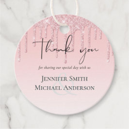 Budget Prydlig Bröllop Glitter Droppande Rosa Gåvor Etiketter