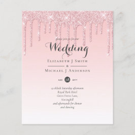 Budget Prydlig Bröllopsinbjudan Glitter Rosa