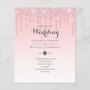 Budget Prydlig Bröllopsinbjudan Glitter Rosa