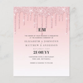 Budget Prydlig Bröllopsinbjudan Glitter Rosa