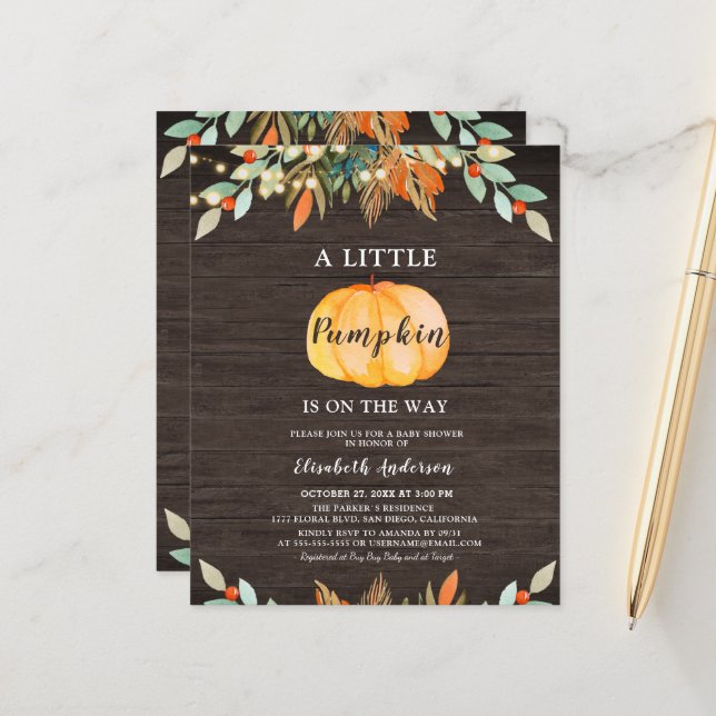 Budget Pumpa Rustika Strängljus Baby Shower (Fram/Back In Situ)