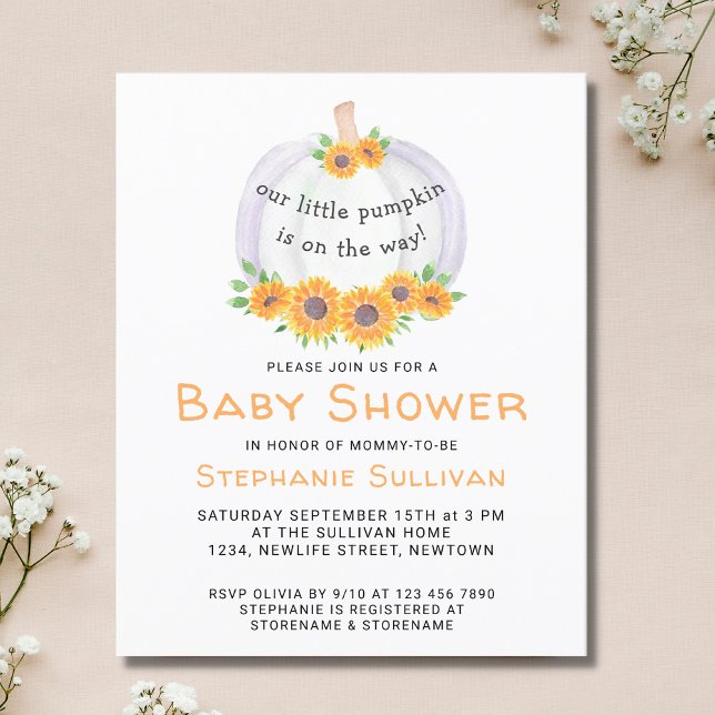 Budget Pumpkin Baby Shower-inbjudan (Skapare uppladdad)