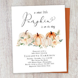 Budget Pumpkin Blommigt Baby Shower-inbjudan