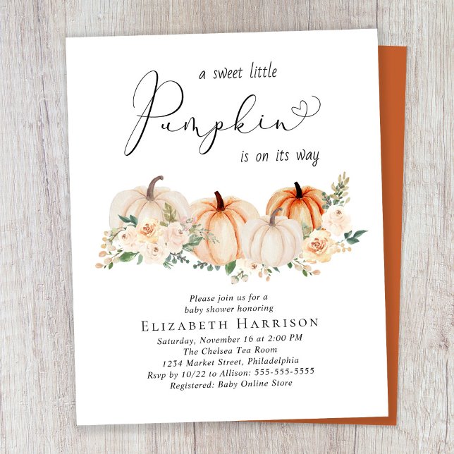 Budget Pumpkin Blommigt Baby Shower-inbjudan (Skapare uppladdad)
