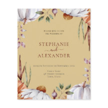 Budget Pumpkin Blommigt Bröllop QR-kodinbjudan