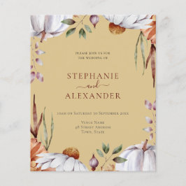 Budget Pumpkin Blommigt Bröllop QR-kodinbjudan