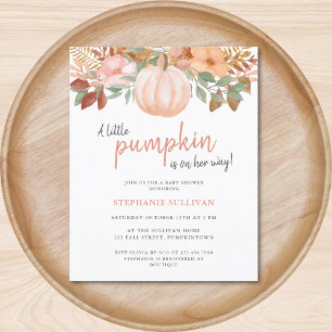 Budget Pumpkin Fall Blommigt Baby Shower-inbjudan