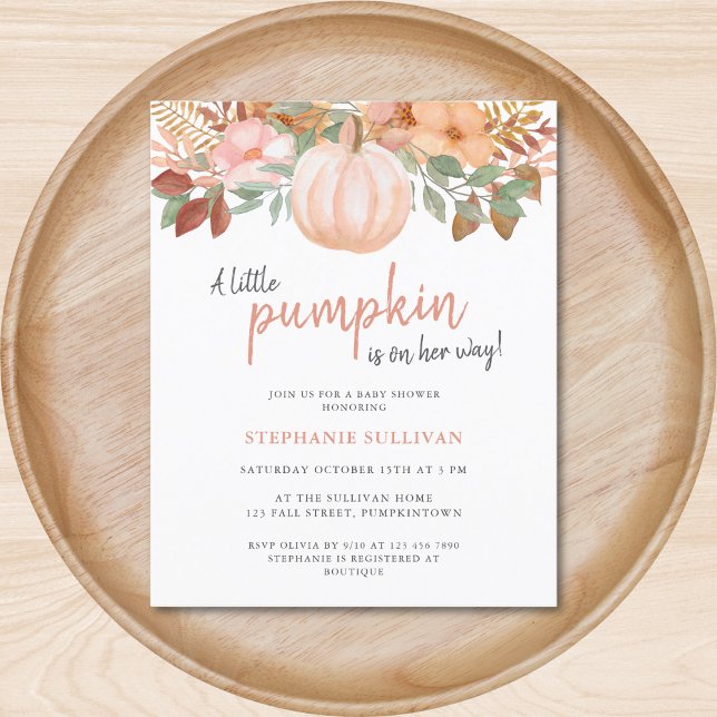 Budget Pumpkin Fall Blommigt Baby Shower-inbjudan (Skapare uppladdad)
