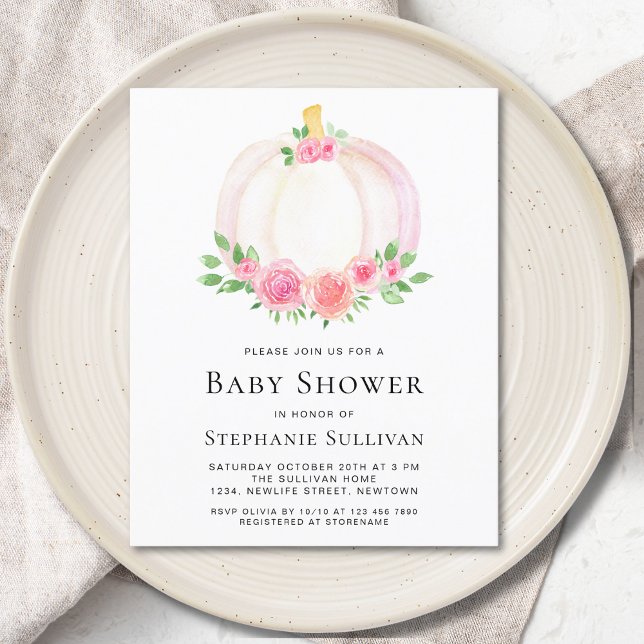Budget Pumpkin Fall Girl's Baby Shower-inbjudan (Skapare uppladdad)