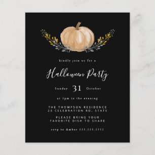 Budget Pumpkin Halloween Black Party-inbjudan