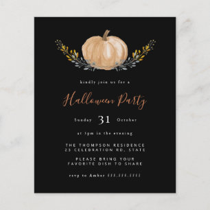 Budget Pumpkin Halloween Black Party-inbjudan