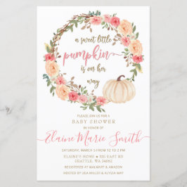 Budget Pumpkin Rosa Girl Baby Shower-inbjudan