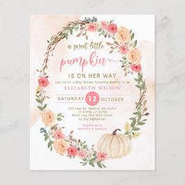 Budget Pumpkin Rosa Girl Baby Shower-inbjudan