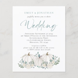 Budget Pumpkins Teal Foliage QR bröllopsinbjudan