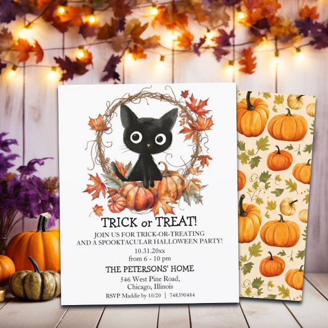 Budget PumpkinWandeBlackCat Halloween-inbjudan (Skapare uppladdad)