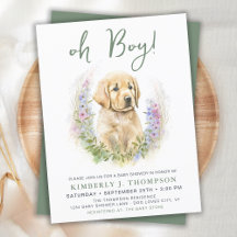 Budget Puppy Hund Modern Sage Grönt Baby Shower In