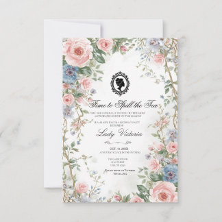 Budget Purple Florals Bridgerton Birthday Party Inbjudningar