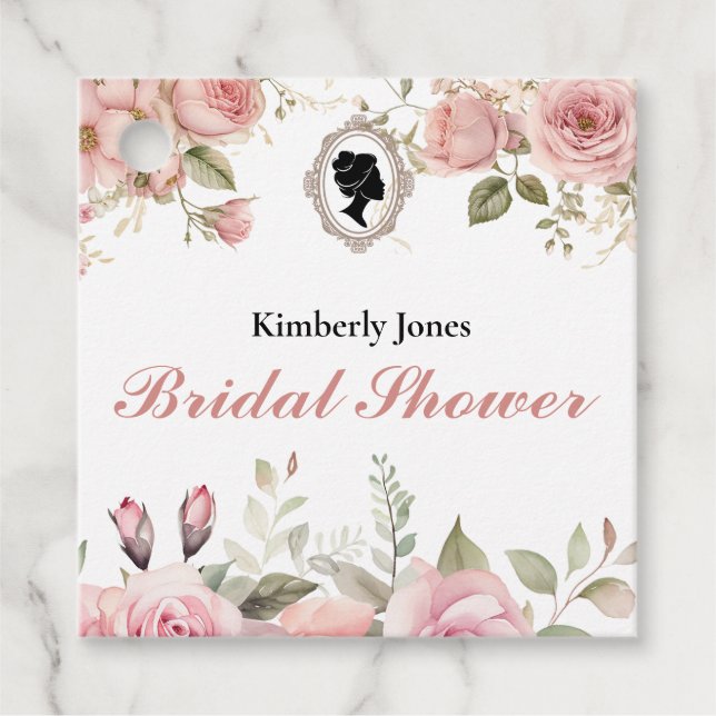 Budget Purple Florals Bridgerton Bridal Shower Gåvor Etiketter (Framsida)