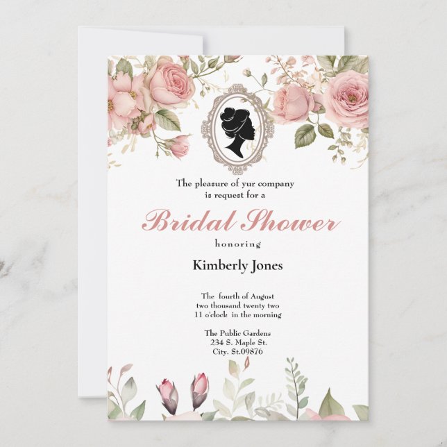 Budget Purple Florals Bridgerton Bridal Shower Inbjudningar (Framsida)