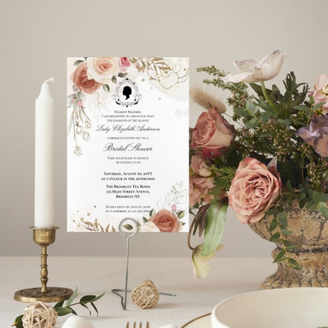 Budget Purple Florals Bridgerton Bridal Shower Inbjudningar (Skapare uppladdad)