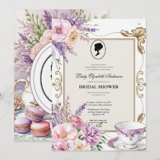 Budget Purple Florals Bridgerton Bridal Shower Inbjudningar