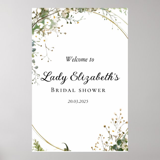 Budget Purple Florals Bridgerton Bridal Shower Poster (Framsidan)