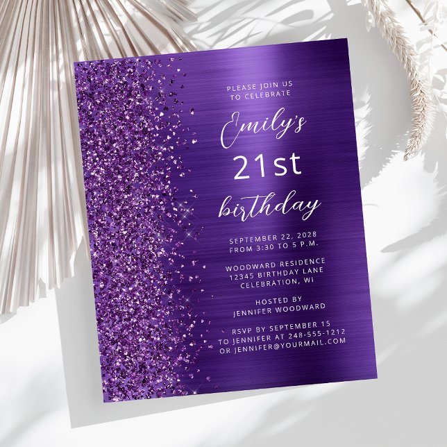 Budget Purple Glam Glitter 21-års födelsedagsinbju (Skapare uppladdad)