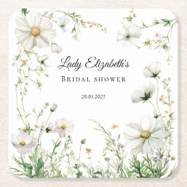 Budget Purpurblommor Bridgerton Bröllopsdusch Underlägg Papper Kvadrat
