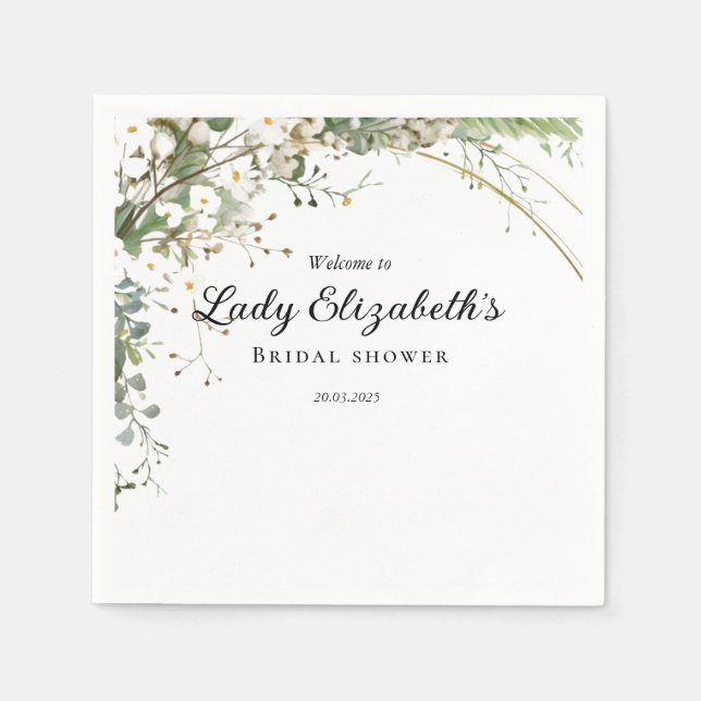 Budget Purpurblommor Bridgerton Bröllopsfest Pappersservett (Framsidan)