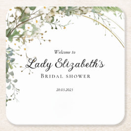 Budget Purpurblommor Bridgerton Bröllopsfest Underlägg Papper Kvadrat