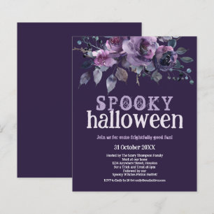Budget Purpurblommor Spöklik Halloween-inbjudan