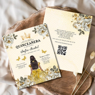 Budget QR Code Blommigt Guld Butterfly Princess Flygblad